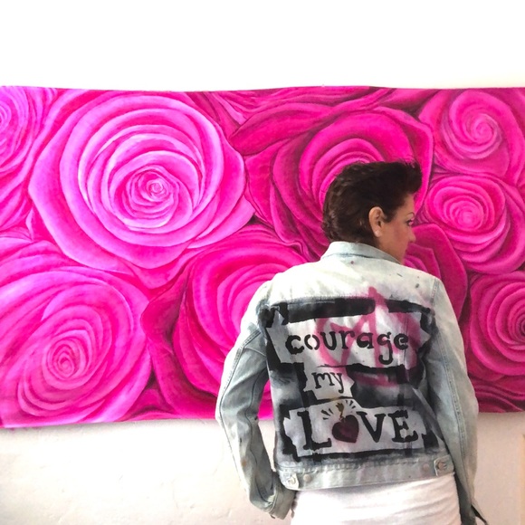 Light denim Jean Jacket custom tag ‘CourageMyLove’ - Picture 3 of 3